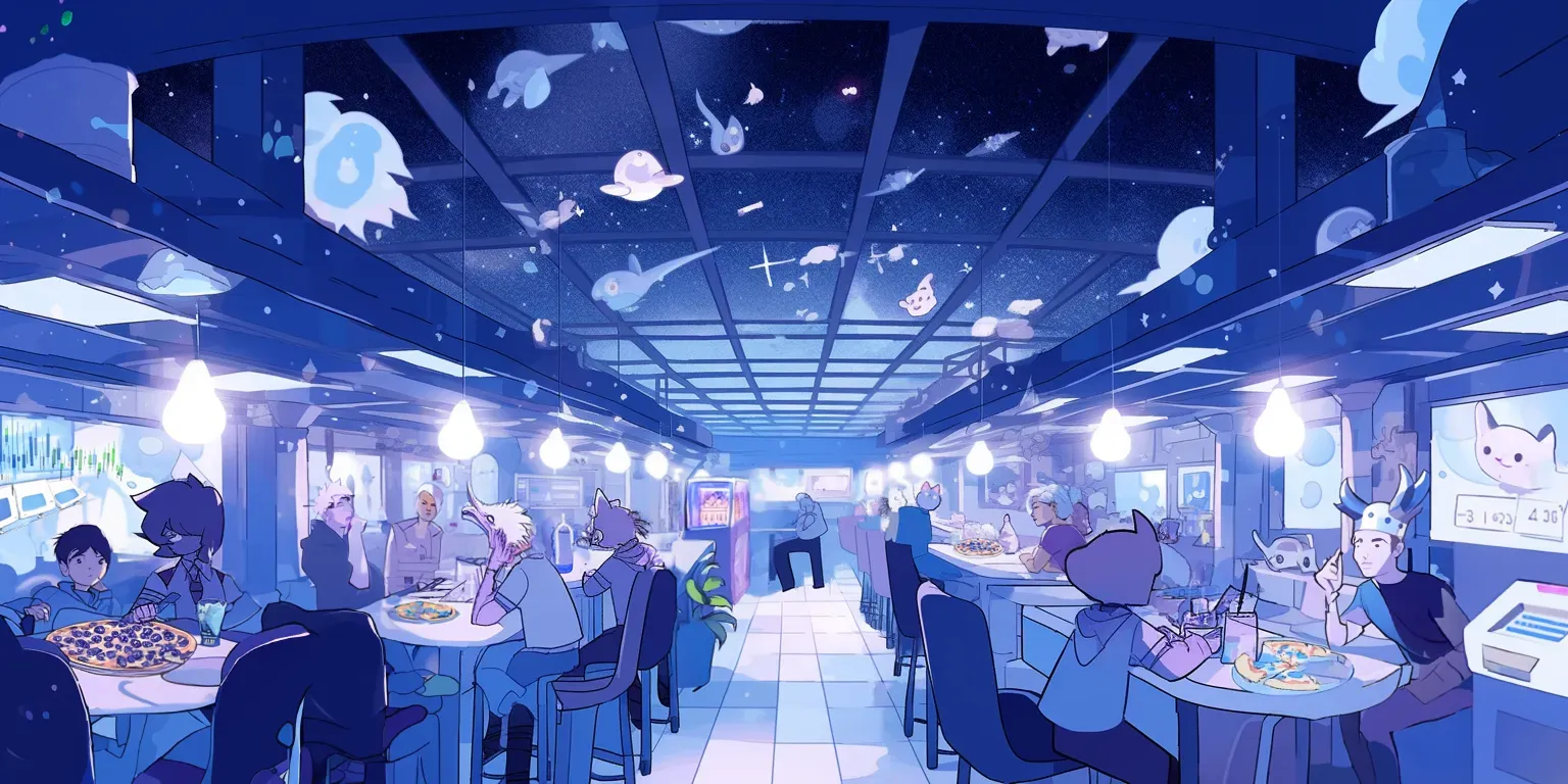 <span style="white-space: pre-wrap;">Walker's Pizzeria in the city section of Luminary Labyrinths</span>